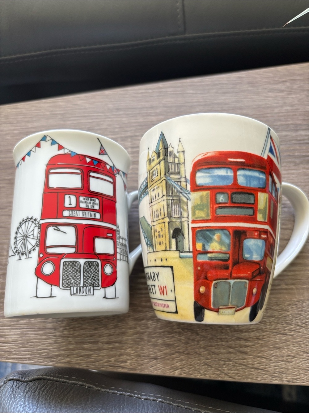 TWO London bone china mugs in mint condition.